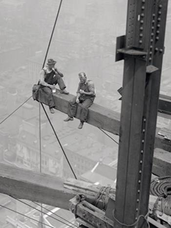 Workers Sitting on Steel Beam art print