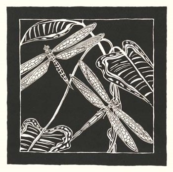 Dragonfly Woodblock in Black I by Chariklia Zarris art print