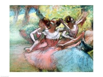 Four ballerinas on the stage by Edgar Degas art print