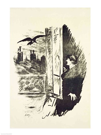 Illustration for &#39;The Raven&#39;, by Edgar Allen Poe, 1875 by Edouard Manet art print