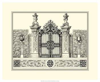 B&amp;W Grand Garden Gate III by O. Kleiner art print