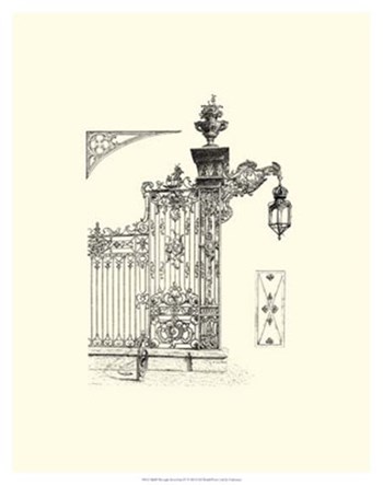 B&amp;W Wrought Iron Gate IV art print