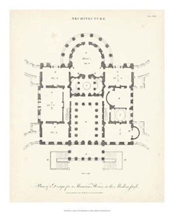 Plan for a Mansion by J. Wilkes art print