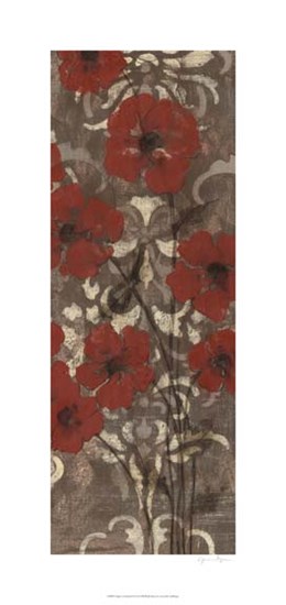 Poppies on Damask II by Jennifer Goldberger art print