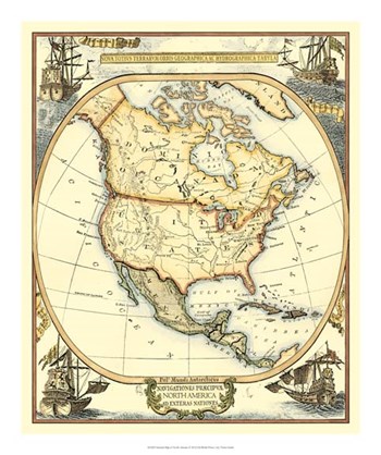 Nautical Map of North America by Vision Studio art print