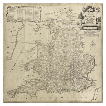 Road Map of England &amp; Wales art print