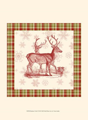 Reindeer Toile I by Vision Studio art print