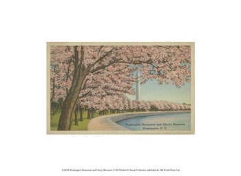 Wash. Monument &amp; Cherry Blossoms art print