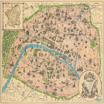 Vintage Paris Map by The Vintage Collection art print