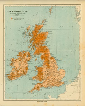 Map of the British Isles by The Vintage Collection art print