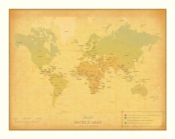 Retro Travel Map by The Vintage Collection art print