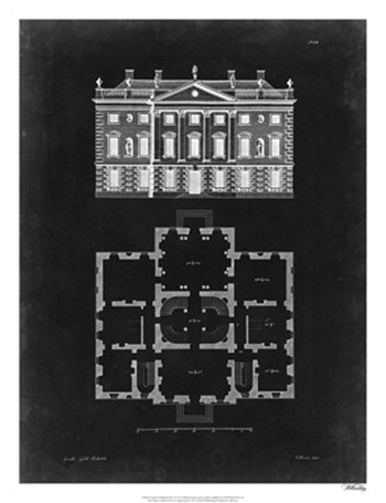 Graphic Building &amp; Plan I by James Gibbs art print
