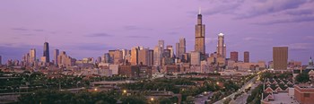 View Of A Cityscape At Twilight, Chicago, Illinois, USA by Panoramic Images art print