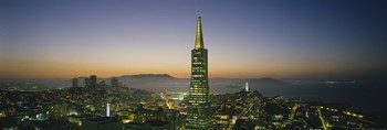 Transamerica Pyramid Lit Up at Dusk, San Francisco, California by Panoramic Images art print