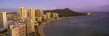 High angle view of buildings at the waterfront, Waikiki Beach, Honolulu, Oahu, Hawaii, USA by Panoramic Images art print