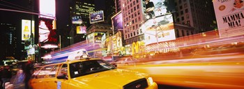 Yellow taxi on the road, Times Square, Manhattan, New York City, New York State, USA by Panoramic Images art print