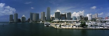 Skyscrapers at the waterfront viewed from Biscayne Bay, Ocean Drive, South Beach, Miami Beach, Florida, USA by Panoramic Images art print