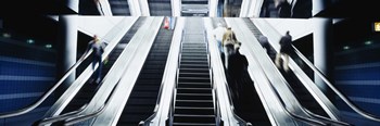 Group of people on escalators at an airport, O&#39;Hare Airport, Chicago, Illinois, USA by Panoramic Images art print