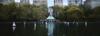Toy boats floating on water, Central Park, Manhattan by Panoramic Images art print