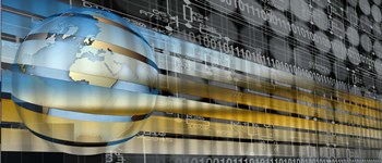 Digital representation of the Earth with grid lines and binary digits by Panoramic Images art print