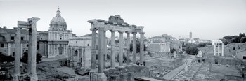 Ruins Of An Old Building, Rome, Italy (black and white) by Panoramic Images art print