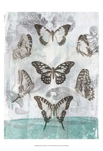 Butterflies &amp; Filigree I by Jennifer Goldberger art print