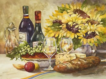Wine &amp; Sunflowers by Jerianne Van Dijk art print