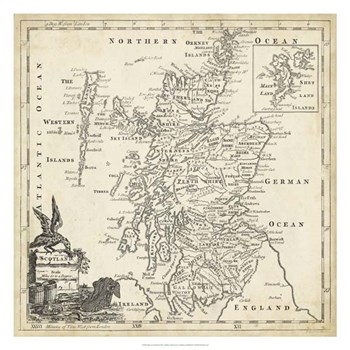 Map of Scotland by T Jeffreys art print