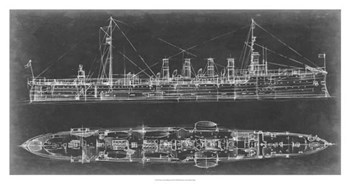 Navy Cruiser Blueprint by Ethan Harper art print