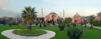 Formal garden in front of a church, Aya Sofya, Istanbul, Turkey by Panoramic Images art print