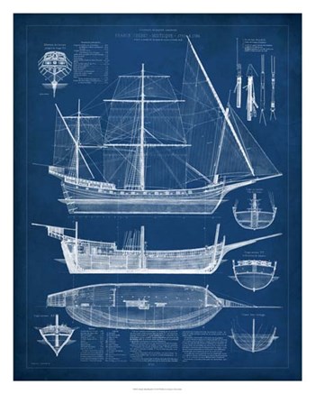 Antique Ship Blueprint I by Vision Studio art print
