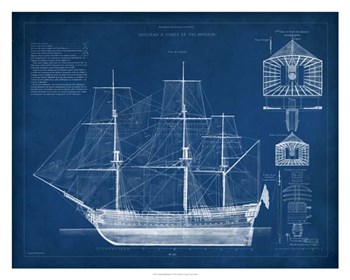 Antique Ship Blueprint IV by Vision Studio art print