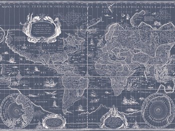 Blueprint World Map by Willem Blaeu art print