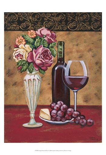 Vintage Flowers &amp; Wine I by Carolee Vitaletti art print