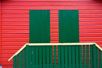 Red and Green wooden cottages, Muizenberg Resort, Cape Town, South Africa by Alison Wright / Danita Delimont art print