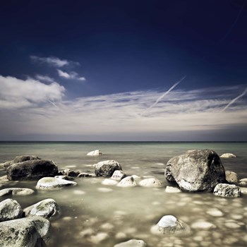 Big boulders in the sea, Liselund Slotspark, Denmark by Evgeny Kuklev/Stocktrek Images art print