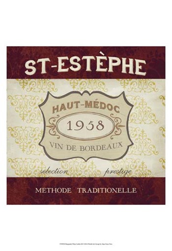 Burgundy Wine Labels III by June Erica Vess art print