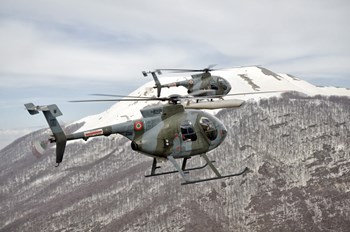 Two Breda Nardi NH-500 helicopters of the Italian Air Force over Frosinone, Italy by Giovanni Colla/Stocktrek Images art print