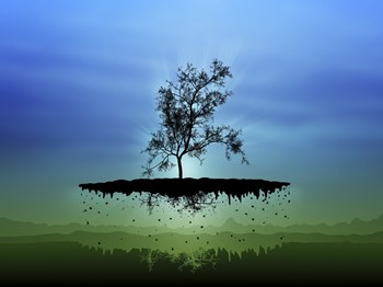 Flying Tree ( digitally generated - blue) by Vlad Gerasimov/Stocktrek Images art print