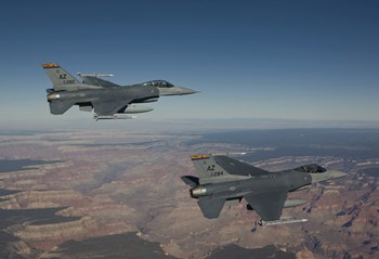 A Pair of F-16&#39;s near the Grand Canyon, Arizona by HIGH-G Productions/Stocktrek Images art print