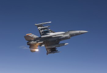 F-16 Fighting Falcon Releases a Flare by HIGH-G Productions/Stocktrek Images art print