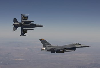 A Pair of F-16&#39;s fly in Formation over Arizona by HIGH-G Productions/Stocktrek Images art print