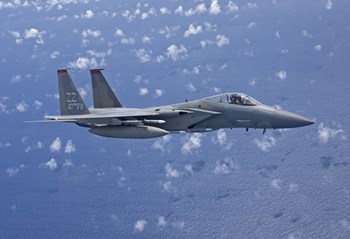 F-15 Eagle Flies over the Pacific Ocean (close up) by HIGH-G Productions/Stocktrek Images art print