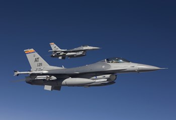 Two F-16&#39;s in a Blue Sky by HIGH-G Productions/Stocktrek Images art print