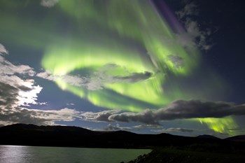 Aurora borealis over Fish Lake, Yukon, Canada by Joseph Bradley/Stocktrek Images art print