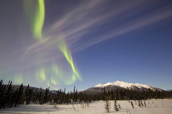 Aurora Borealis over Mountain near Mayo, Yukon, Canada by Joseph Bradley/Stocktrek Images art print
