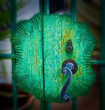 Iron Gate Door Handle in Road Town, Tortola, British Virgin Islands by Joe Restuccia III / Danita Delimont art print
