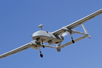 An IAI Heron unmanned aerial vehicle in flight over Israel by Ofer Zidon/Stocktrek Images art print