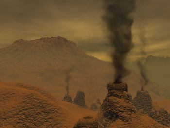 Artist&#39;s concept of Volcanic Activity on the Surface of Venus by Walter Myers/Stocktrek Images art print