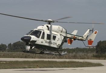 A BK117 utility Helicopter of the Spanish Civil Guard by Timm Ziegenthaler/Stocktrek Images art print